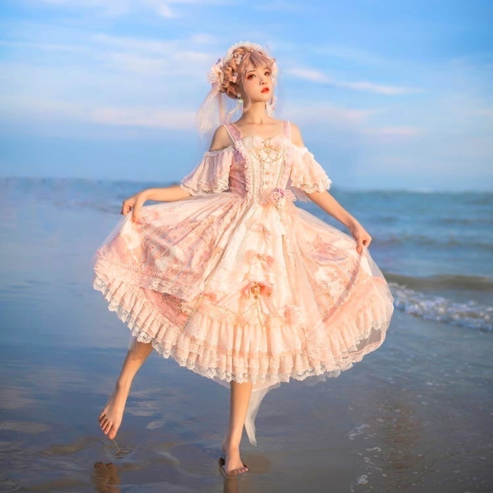 ✨Rare Find ✨Sweet Lolita Pink Lace‎ Dress